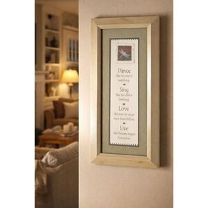 Vintage Framed Inspirational Quote Wall Art 17x9 Dragonfly Print Decor